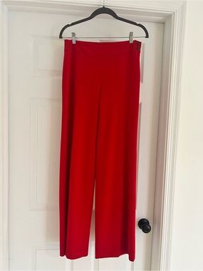 Ralph Lauren Red Wide-Leg Pants with Side Buttons